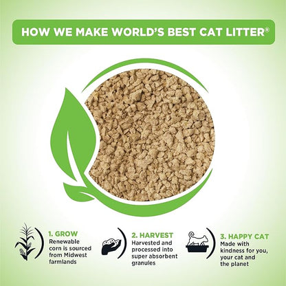 WORLD'S BEST CAT LITTER Comfort Care Unscented, 32-Pounds - Natural Ingredients, Quick Clumping, Flushable, 99% Dust Free & Made in USA - Long-Lasting Odor Control & Easy Scooping