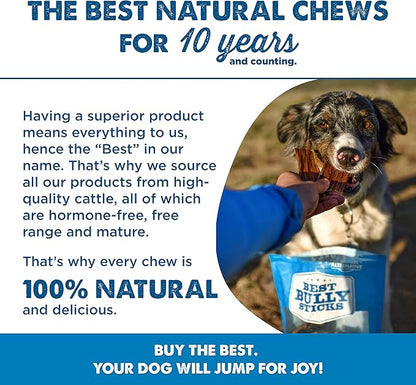 Best Bully Sticks 6 Inch Beef Jerky - 25 Count (Pack of 1) - All-Natural, High-Protein Gullet, Rawhide Alternative, Chewy Snack