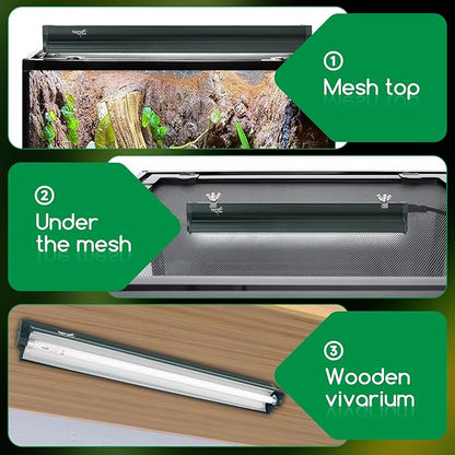 T8 Reptile Light Fixture Combo Kit 17W Green Light 10.0 UVB Fluorescent Tube for Reptiles