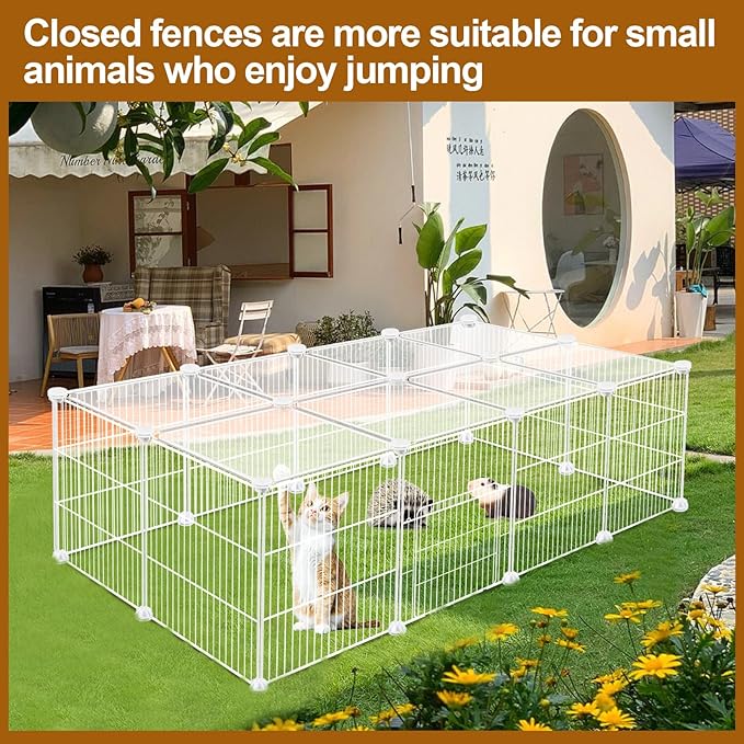20 Panels Small Animal Playpen, Pet Playpen, C&C Cage for Guinea Pigs, Rabbit/Bunny Cage, Puppy Play Pen, Indoor Outdoor Portable Metal Wire Yard Fence(White)