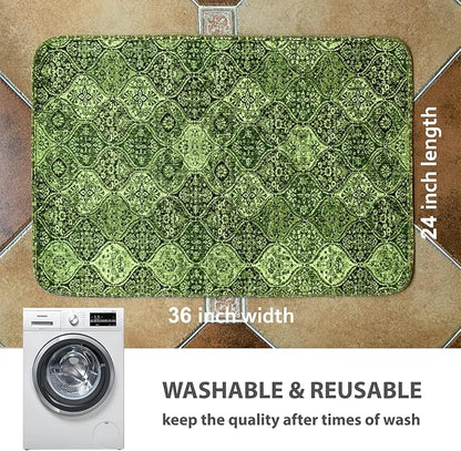 nunubaby Washable Pee Pads for Dogs, Stylish, Non-Slip and Leak-Proof Pee Pads. Reusable Potty Pads for Dogs for Crates and Floors.(Green/Multi, 24" x36")