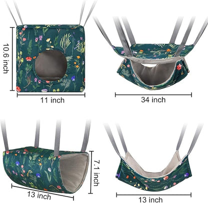 Glittme Ferret Hammock 4 Pack Ferret Cage Accessories Washable Rat Hammock Soft Guinea Pig Hammock for Ferrets, Rat, Sugar Glider, Squirrel