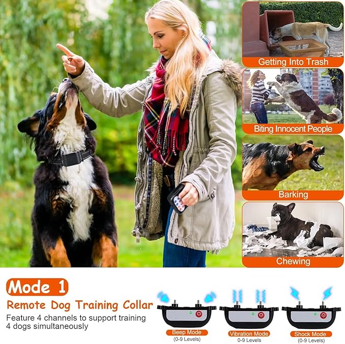 Wireless Dog Fence & Dog Training Collar 2 in 1, Electric Pet Boundary Container with Remote, Waterproof Receiver, Vibrate/Shock, Safe Effective, Stubborn Dog Fence System for Yard,for3dogs