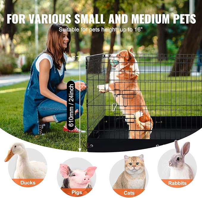 VEVOR Dog Playpen, 4 Pcs 24 x 36 in Panels Foldable Metal Pet Exercise Pen, Dog Fence Indoor and Outdoor Pen with Door and 600D Oxford Fabric Bottom Pad, for Dogs, Cats and Other Small Animals