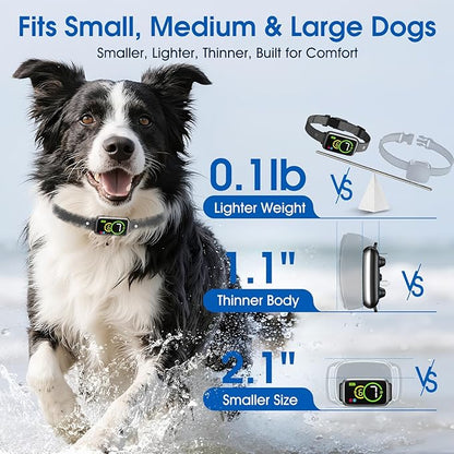 1S Stop Barking Smart Dog Bark Collar, Humane Anti Barking Device with Beep & Vibration, 7 Adjustable Sensitivity, Ultra-Light Bark Collar for Small Medium Large Dogs IP67 Waterproof Indoor Outdoor