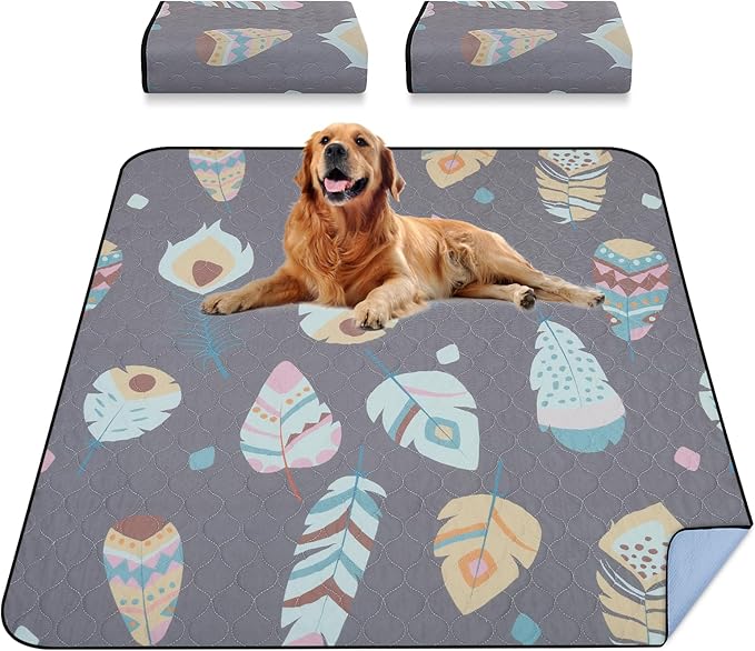 LOOBANI Washable Pee Pads for Dogs, 2 Pack Ultra-Absorbent and Leak-Proof Whelping Mats, Non-Slip Reusable Puppy Pads, Waterproof Puppy Training Mats for Playpen, Crate, Housebreak, 36x48in, Gray