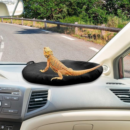 Bearded Dragon Bed with Suction Cup Soft Sleep Cushion Mat Washable for Travel Reptile Tank Pad Small Animal Carrier for Lizard Leopard Gecko Hamster Rat Bunny (Black)