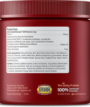 Zesty Paws Probiotics for Dogs, Digestive Enzymes Gut Flora, Digestive Health, Diarrhea & Bowel Support, DE111, Dog Probiotics Soft Chew for Pet Immune System, Chicken, 90 Ct