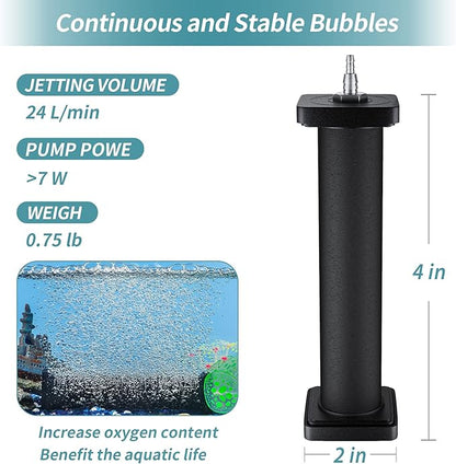 Pawfly Aquarium 8 Inch Air Stone Cylinder for Larger Pump Bubble Diffuser for Outdoor Pond Garden Circulation System and Large Fish Tank, 2 Pack