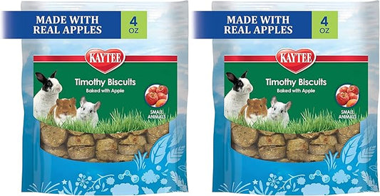 Kaytee Timothy Biscuits, Apple, for Guinea Pigs & Rabbits | Baked Treat | 4 oz | Pack of 2 | Small Animals
