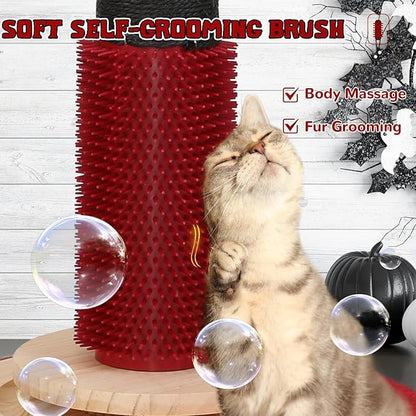 Halloween Cat Scratching Post,45'' Tall Gothic Cat Scratcher Activity Cat Play Center Tree Tower Furniture with Interactive Wood Ball Toy for Indoor Large Cat Adults