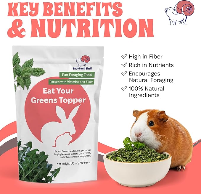 Snout and Shell 1.75 oz Eat Your Greens Topper – Natural Foraging Treat for Rabbits, Guinea Pigs & Chinchillas