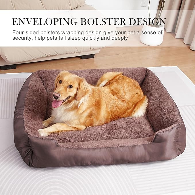 Dog Bed for Large Dogs, Rectangle Washable Orthopedic Pet Bed, Soft Sleeping Puppy Bed, Durable Dog Sofa with Anti-Slip Bottom