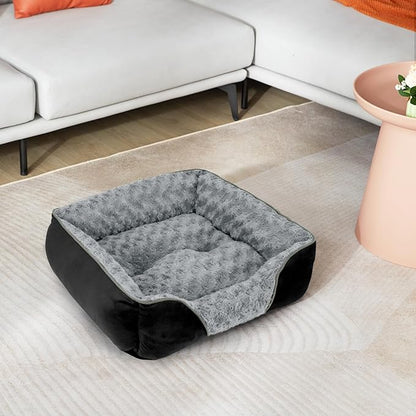 INVENHO Small Dog Bed Rectangle Washable Orthopedic Soft Calming Sleeping Durable Pet Cuddler with Anti-Slip Bottom