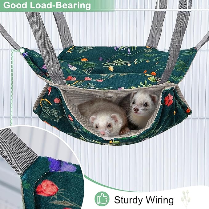 Glittme Ferret Hammock 4 Pack Ferret Cage Accessories Washable Rat Hammock Soft Guinea Pig Hammock for Ferrets, Rat, Sugar Glider, Squirrel