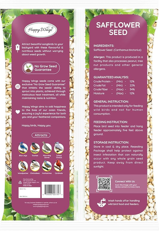 Safflower Seeds Wild Bird Food - 5 Pounds I No Grow Seed I Bird Seed for Wild Birds