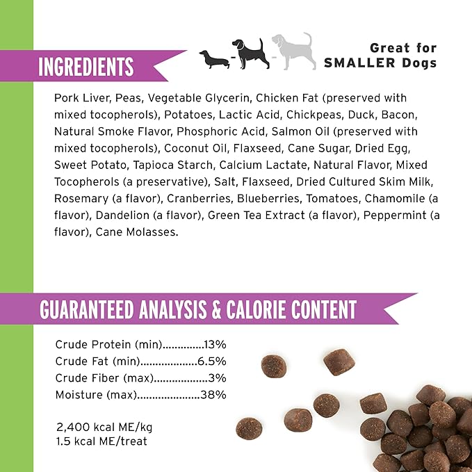 Pet Botanics 4 oz. Pouch Training Reward Mini Soft & Chewy, Duck and Bacon Flavor, with 200 Treats Per Bag, The Choice of Top Trainers