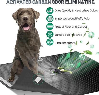 Boscute Charcoal Super Absorbency Puppy Pads, Activated Carbon Odor-Control XL 28"x34" Leak-Proof Pet Training Pee Pads, Disposable Potty Pads for Dogs Cats, Rabbits 150Counts