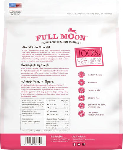 Full Moon Chicken Strips Healthy All Natural Dog Treats Human Grade Made in USA Grain Free, 1.5 Pound (Pack of 1)