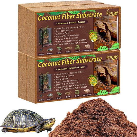 Legigo 4 Pack Compressed Coconut Fiber Substrate - 100% Organic Coconut Fiber Brick Bedding for Reptiles, Natural Coco Husk Substrate Terrarium Bedding for Snake, Hermit Crabs, Frogs, Tortoise, Gecko
