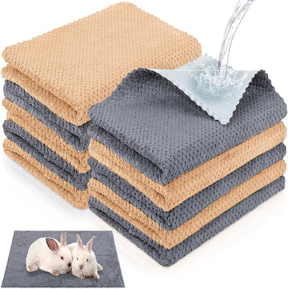 10 Pcs Guinea Pig Cage Liners Washable Rat Bedding for Guinea Pigs Controlling Absorbent Waterproof Pee Pads Blanket for Rabbits Hamster Small Animals Chinchilla(18 x 24 Inch,Gray Coffee)
