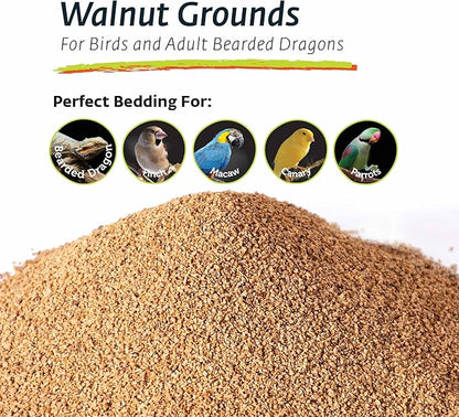 Galápagos (05074) Walnut Bedding Natural Crushed Walnut Shell Substrate - Ideal for Bearded Dragons, Reptiles, Birds, & Terrariums - Absorbent & Easy-to-Clean Reptile Bedding, 8 QT, Natural