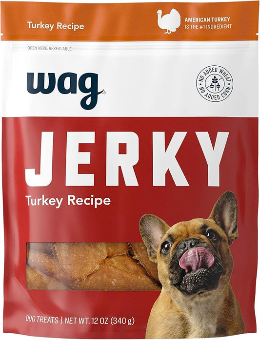 Amazon Brand - Wag Soft & Tender American Jerky Dog Treats – Turkey Recipe (12 oz)