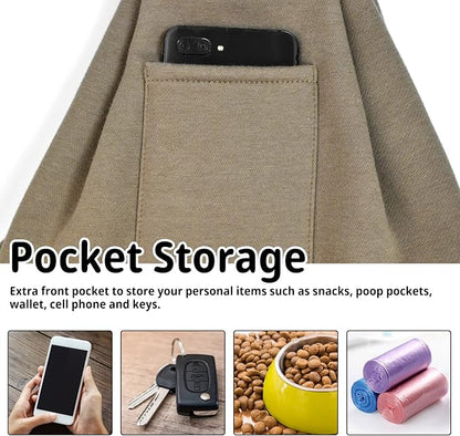 CUBY Dog and Cat Sling Carrier - Hands Free Reversible Pet Papoose Bag - Soft Pouch and Tote Design - Suitable for Puppy, Small Dogs Cats Outdoor Travel(Khaki, Unadjustable Strap)