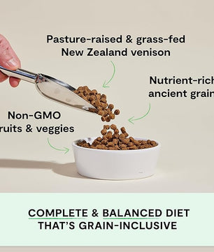 Open Farm, Ancient Grains Dry Dog Food, Protein-Rich & Nutrient Dense, 90% Animal Protein Mixed with Non-GMO Fruits, Veggies and Superfoods, New Zealand Venison Recipe, 4lb Bag