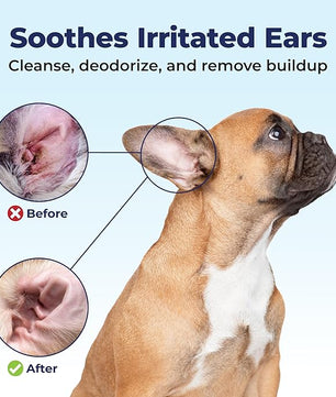 VETNIQUE Oticbliss Advanced Cleaning Ear Wipes for Dogs & Cats for Odor Control, Dirt and Wax Removal with Soothing Aloe Vera, Drying Agent and Vitamin E, Clear the Ear 100ct Wipes