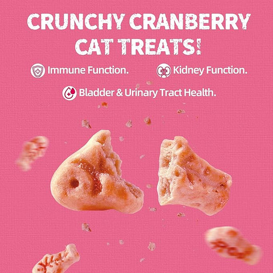 Just Try 13.4 OZ Urinary Tract Cat Treats for Indoor Cats Health Supplement Cranberry & D-Mannose for Kidney Bladder UT Support Salmon Flavor Crunchy Chews Cat Loves