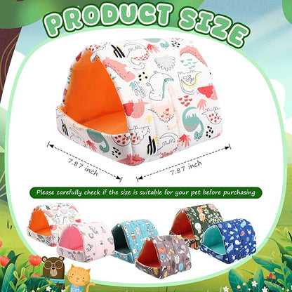 Ripeng 6 Pcs Guinea Pig Hideout Guinea Pig Bed House Rabbit Tunnel Washable Small House Cage Accessories for Hedgehog Mouse Chinchillas Hamster Ferrets Bearded Rats(7.9inch Night in The Forest)