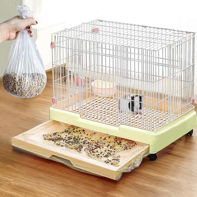 Disposable Small Animal Cage Liners, Rabbit Tray Film Liner Bunny Litter Pan Bags Guinea Pig Cage Toilet Plastic Film for Bird Hamster Chinchilla Hedgehog (50pcs, 27in)