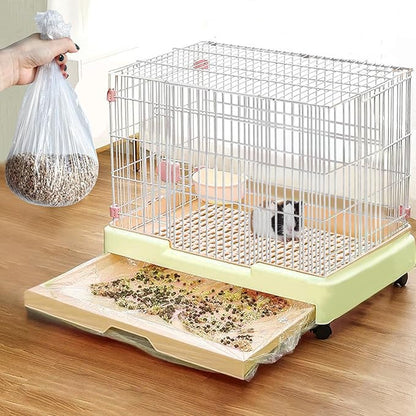Disposable Small Animal Cage Liners, Rabbit Tray Film Liner Bunny Litter Pan Bags Guinea Pig Cage Toilet Plastic Film for Bird Hamster Chinchilla Hedgehog (50pcs, 27in)