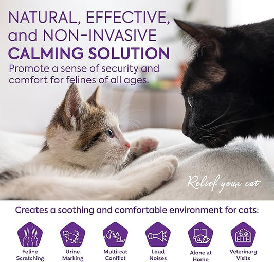 Cat Calming Diffuser Refills: Pheromone Refill for Cats, Long-Lasting 4-Month Supply, Compatible with Most Diffusers, 4 Pack (Light Purple)