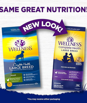Wellness Complete Health Large Breed Adult Dry Dog Food, No Corn or Wheat, Made in USA with Real Meat, Natural Ingredients, Glucosamine, Probiotics & Omega Fatty Acids (30-Pound Bag)