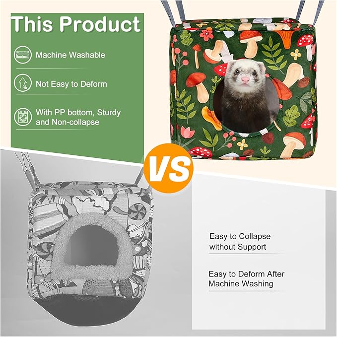 Glittme Ferret Hammock 4 Pack Ferrets Cage Accessories Washable Rat Hammock on Ferrets Cage Soft Guinea Pig hammocks for Rat, Sugar Glider, Squirrel, Guinea Pig