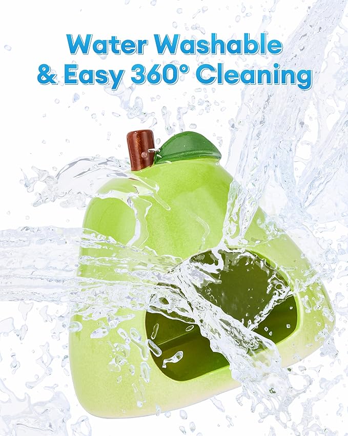 BUCATSTATE Hamster Hideout Ceramic, Pear Shape Hamster House and Habitats Cool Bed, Ideal for All Season Dwarf Hamster, Gerbil, Mice, Golden Bear (Green-Large)