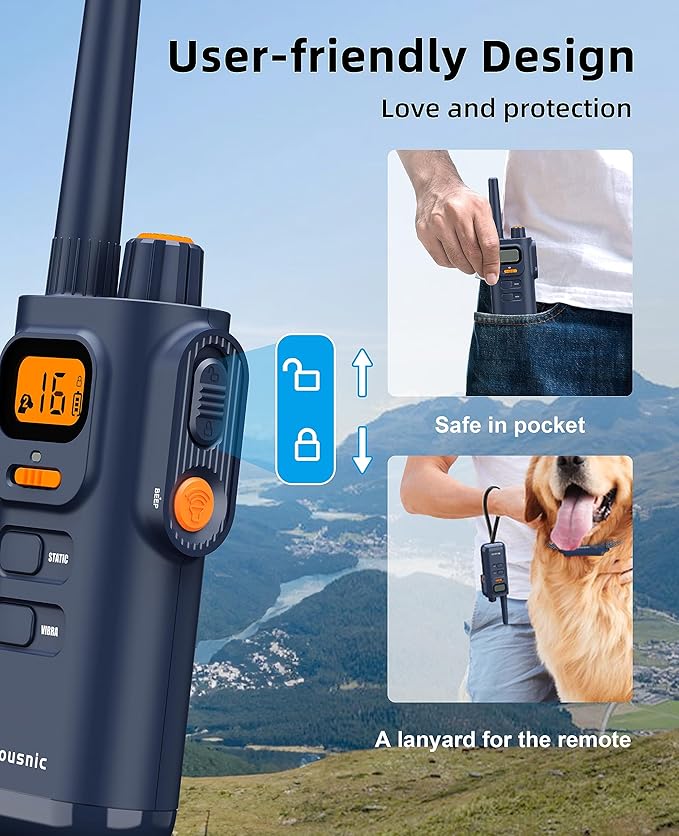 Bousnic Dog Shock Collar with Remote - [New Edition] 4000FT Dog Training Collar for Large Medium Small Dogs (8-120lbs) Rechargeable E Collar with Beep, Vibration, Safe Shock