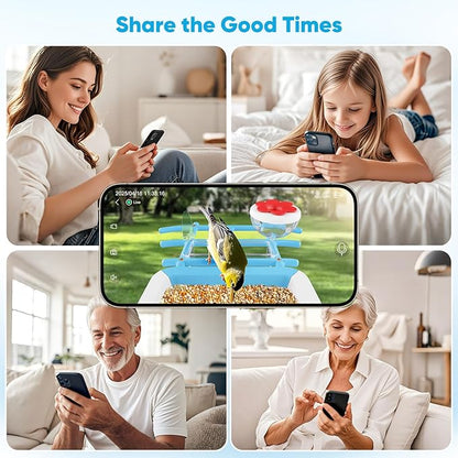 Smart Bird Feeder with Camera, Bird Feeders for Outdoors with Solar Panel, 2K HD Live View, AI Identify, Auto Capture, Instant Notifications, 2.4GHz, IP65 Waterproof, Ideal Gifts for BirdLovers, Blue