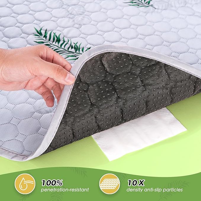 Washable Pee Pads for Dogs, 2Pack Reusable Puppy Pads, Super Absorbent & Leakproof Dog Pads, Anti-Slip Dog Pee Pads for Puppy Training & Incontinence, Leaf Pattern 24"x36"