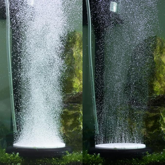 hygger Aquarium Air Stone Kit, Fish Tank Bubbler, Nano Furnace Flue Round Air Stone Disk Set for Hydroponics, Small Bubbles, Ultra-High Dissolved Oxygen Diffuser (4 Inch)