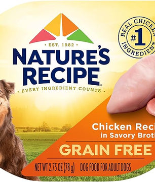 Nature's Recipe Grain Free Chicken Recipe in Savory Broth Wet Dog Food, 2.75 oz. Cup, 12 Count