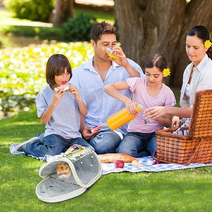 Wontee Small Pet Carrier Hamster Carrier Bag Portable Travel Carrier for Hamsters Mouse Baby Guinea Pig Hedgehog Sugar Glider Small Birds (M, Yellow Zoo)