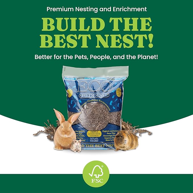 Eco Bedding 99% Dust-Free Paper Bedding for Small Pets & Birds, Eco Natural, 10L - Safe, Clean & Comfortable Nesting Material, Ammonia Blocker