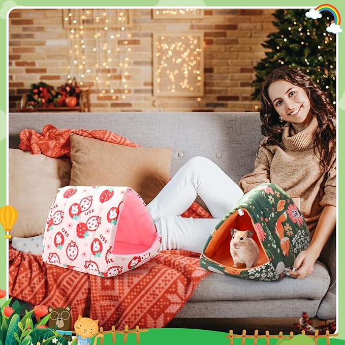 Ripeng 6 Pcs Guinea Pig Hideout Guinea Pig Bed House Rabbit Tunnel Washable Small House Cage Accessories for Hedgehog Mouse Chinchillas Hamster Ferrets Bearded Rats(7.1 7.9inch Cute Animals)