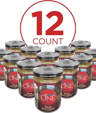 Purina ONE Wet Dog Food True Instinct Classic Ground Grain-Free Formula With Real Turkey And Venison High Protein Wet Dog Food - (Pack of 12) 13 oz. Cans