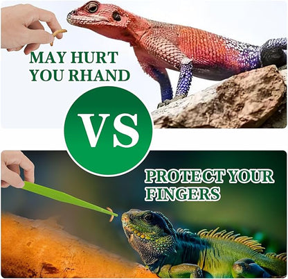 4-Pack Reptile Feeding Tongs Set - Hygienic Anti-Slip Green Tweezers for Bearded Dragons, Lizards, Snakes, Aquariums & Small Animals(Three Colors to Choose from, 18cm)