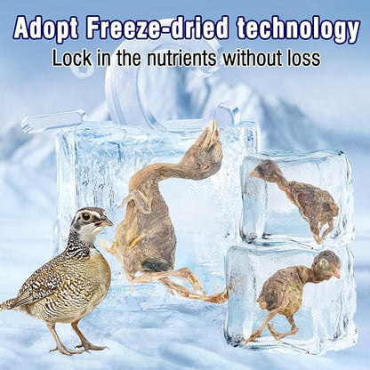 3.52oz/100g Freeze Dried Little Quail, Dogs Cats Treats with High Protein, Single Ingredient Pet Snacks, Healthy Tasty Dry Pet Food