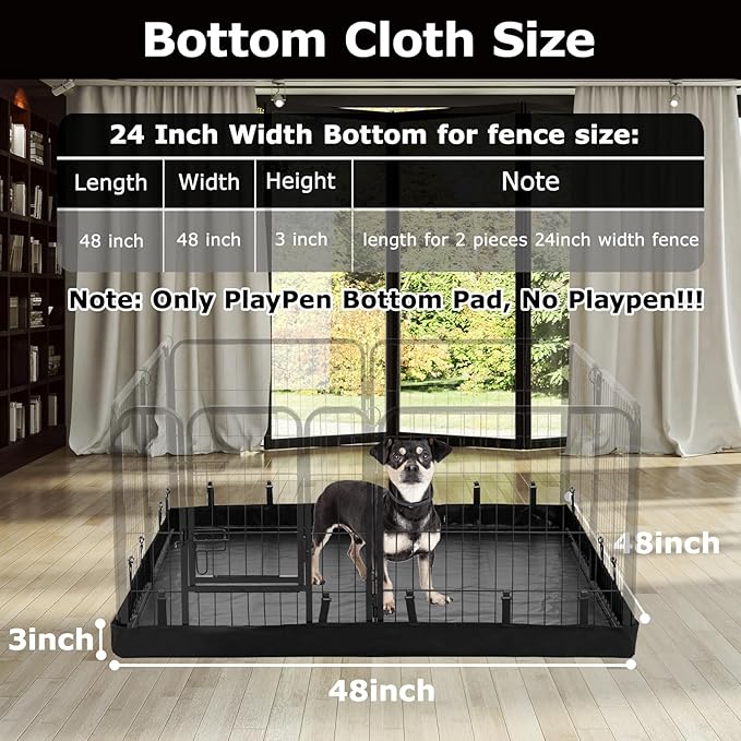PJYuCien Rectangle Dog Playpen Bottom Pad - Fits 8 Panels 24" Width Metal Dog Pen -48"x48" Size 600D Oxford Cloth Waterproof Playpen Bottom Pad (Note:No Playpen)
